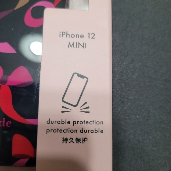 Kate Spade Black And Pink Ribbon Bow iPhone 12 Mini Case - Picture 3 of 5